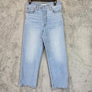 Levis Ribcage Straight Ankle Jeans Womens 30 Blue High Rise Button Fly Denim